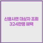 신용사면 대상자 조회 324만명 혜택 5천만원 연체 완전 삭제 1 신용사면 대상자조회
