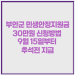 부안군 민생안정지원금 30만원 신청방법 9월 15일부터 추석전 지급 1 부안군 민생안정지원금